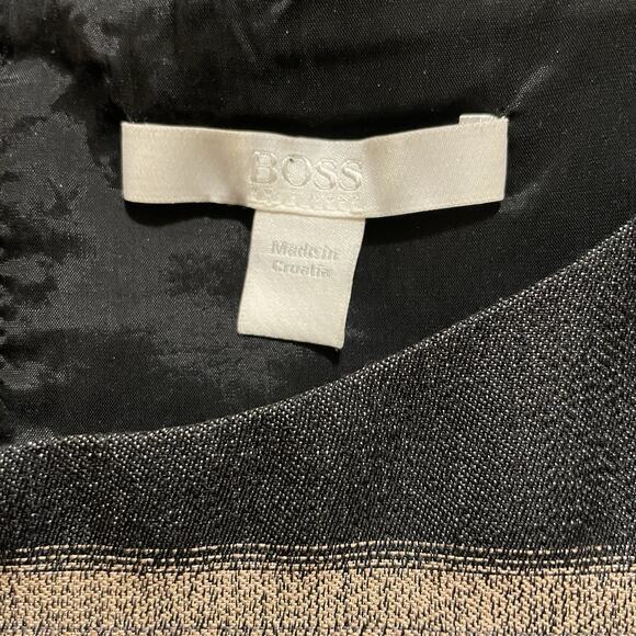 Hugo Boss US 4 S Dicoris Sleeveless Stripe Wool Knee Length Green Gray Dress - Picture 6 of 14